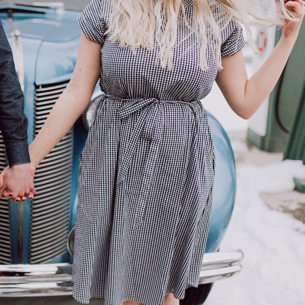 Gingham Plaid Vintage Retro Midi Fit & Flare Dress